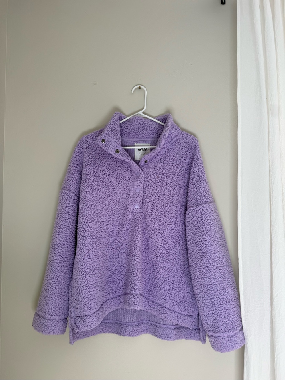 Aerie Cozy Lavender Sherpa Snap-Front Pullover Jacket